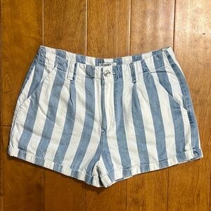 Forever 21 Blue & White Jean Shorts Size 28 Nautical Stripes Beach Coastal
